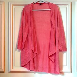 Eileen Fisher 100% Linen Open Cardigan Coral XL Lightweight Knit